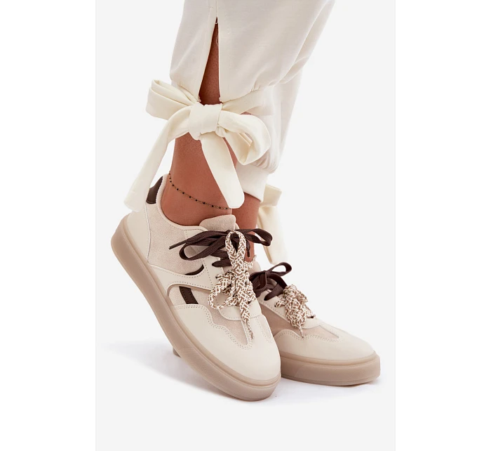 Dámské tenisky s dvojitými šněrováním světle béžové model 22095300 - Boto