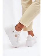 Kožené dámské tenisky na platformě model 22100258 bílé - D&A