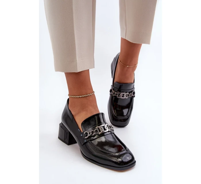 Lakované kožené lodičky, černá S.Barski