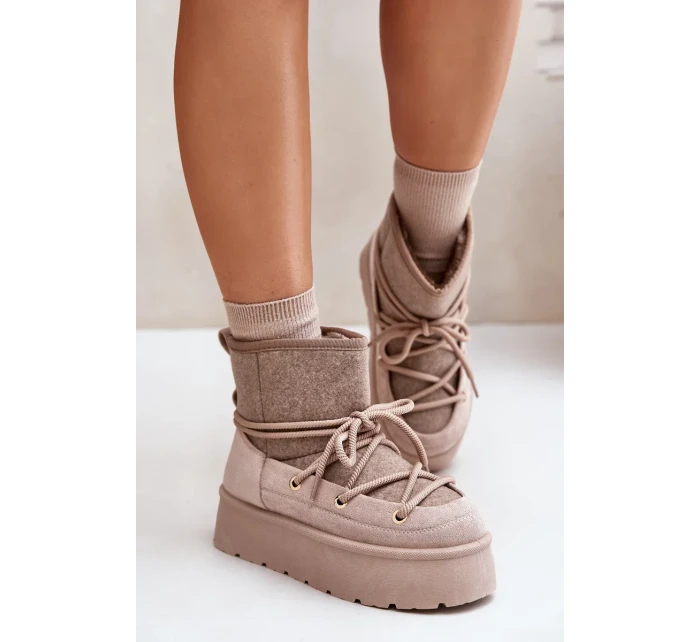 Sněhule s vázáním na platformě béžové Mavora