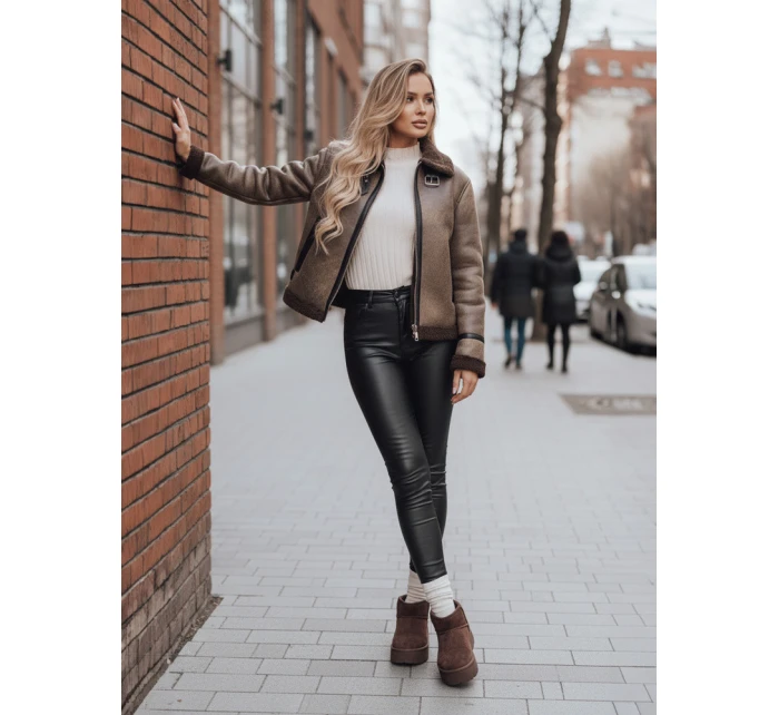 Dámská semišová bunda s ovčí kůží coffee Dstreet model 21993894 - FashionStreet