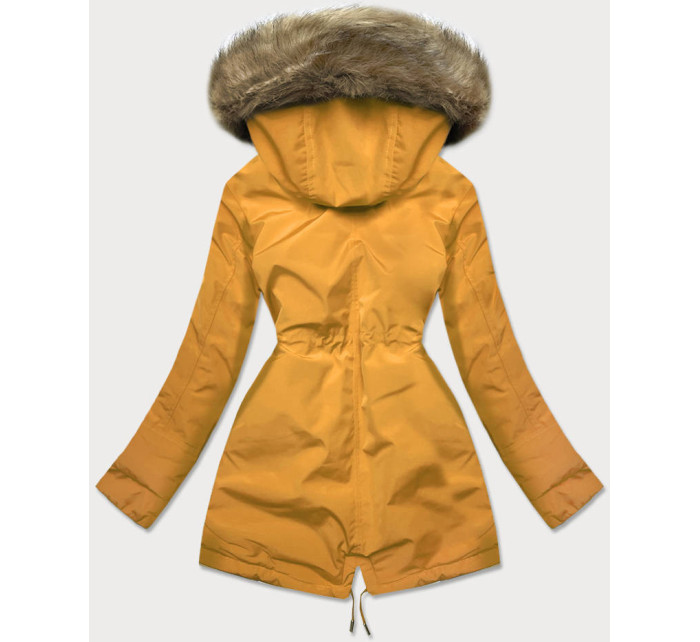 Žluto-béžová teplá dámská zimní bunda (W559)