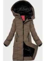 Hnědá dámská zimní bunda s kožešinovou podšívkou model 21777402 - LHD Hnědá dámská zimní bunda s kožešinovou podšívkou model 21777402 - LHD
