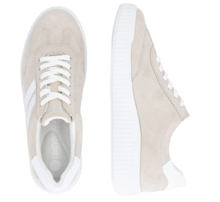 Kožené polobotky Remonte Rieker D3E00-60 béžové barvy