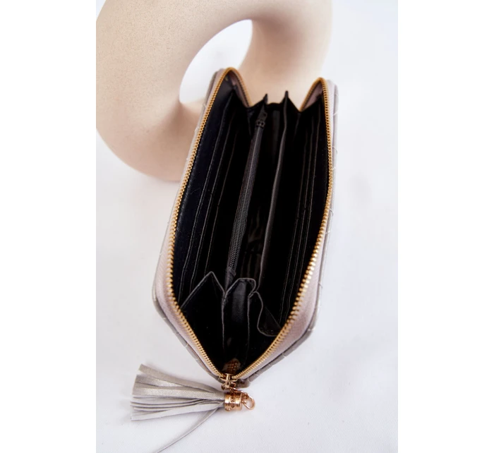 Velká prošívaná peněženka s pruhem stříbrný Jeffrey