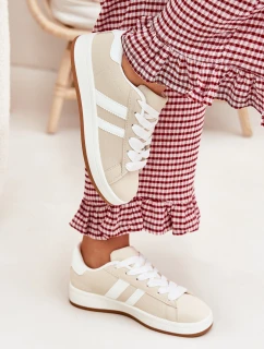 Dámské Sportovní Boty Sneakersy Z Eko Kůže Béžové Ravina