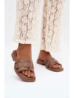 Dámské nazouváky na ploché podrážce tmavě béžové Lorania Dámské nazouváky na ploché podrážce tmavě béžové Lorania