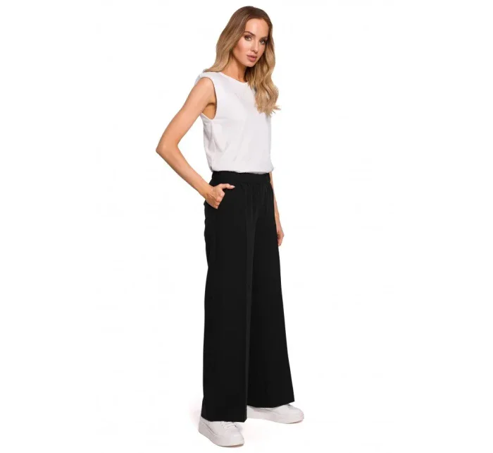 model 18003320 Kalhoty s rozšířenými nohavicemi černé - Moe model 18003320 Kalhoty s rozšířenými nohavicemi černé - Moe