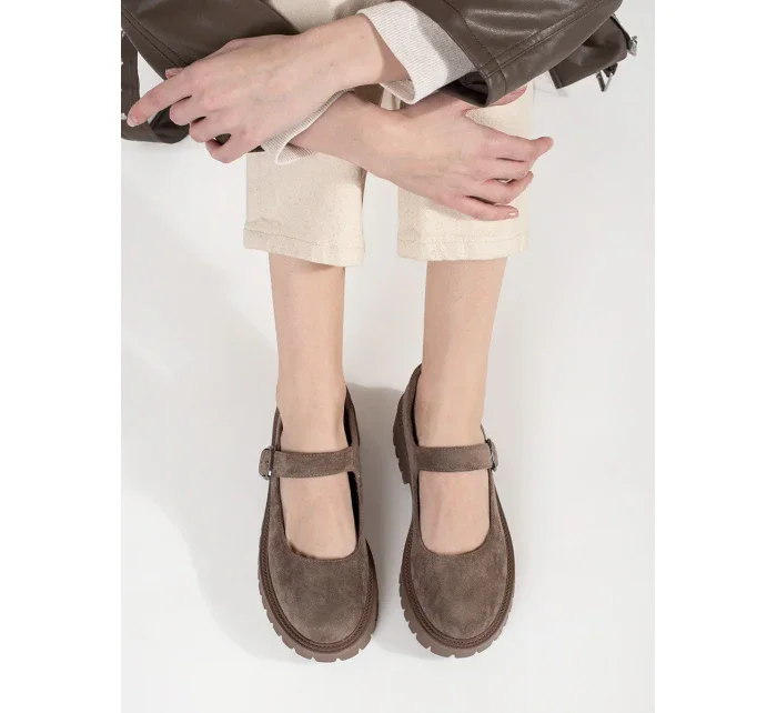 Stylové  polobotky dámské hnědé platforma