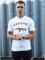 Pánské bílé tričko s potiskem FashionStreet RX5578 Pánské bílé tričko s potiskem FashionStreet RX5578