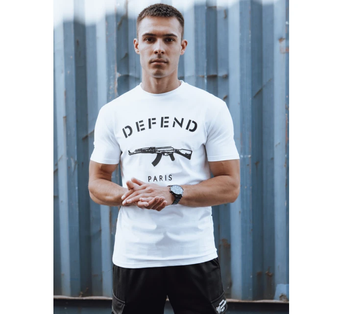 Pánské bílé tričko s potiskem FashionStreet RX5578 Pánské bílé tričko s potiskem FashionStreet RX5578