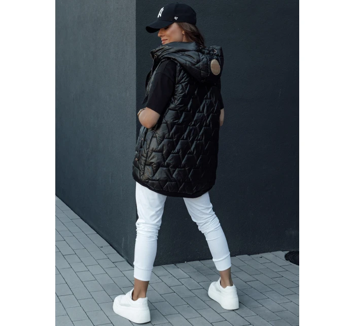 Dámská prošívaná vesta s kapucí GLITZY černá FashionStreet TY4447
