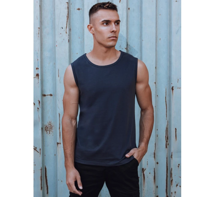 Pánské tričko bez rukávů s potiskem tmavě modré FashionStreet RX5622