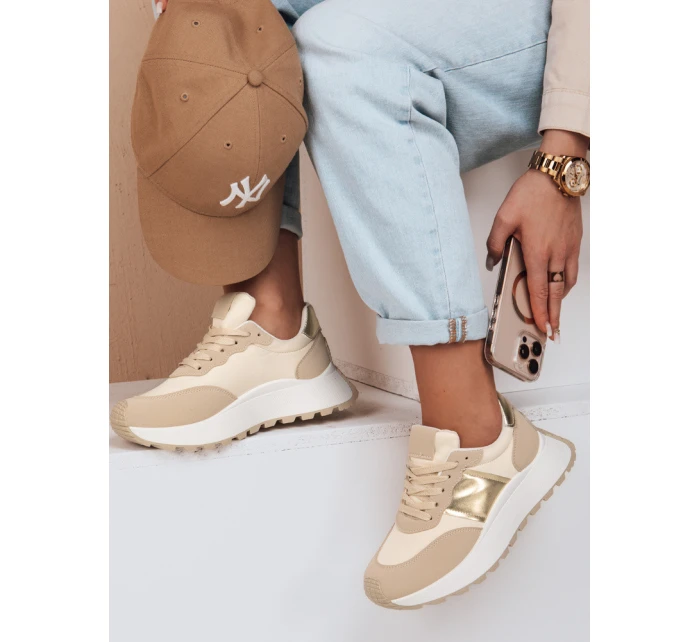 Dámské tenisky s plochou podrážkou NEWSTREET beige FashionStreet ZY0613