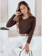 Dámský žebrovaný svetr hnědý Dstreet model 21990951 - FashionStreet