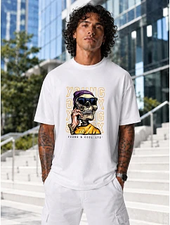 Koszulka męska oversize z nadrukiem biała model 22216054 - FashionStreet