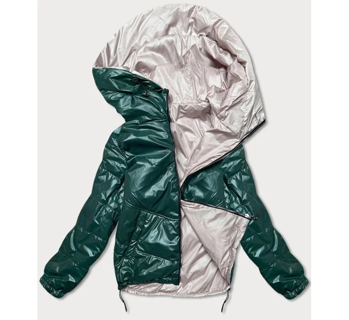 Zelená/béžová dámská oboustranná bunda (BH-2204BIG)
