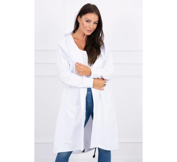 Pláštěnka s kapucí oversize bílá