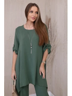 Sada halenky + kalhot s přívěskem tmavá khaki