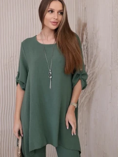 Sada halenky + kalhot s přívěskem tmavá khaki
