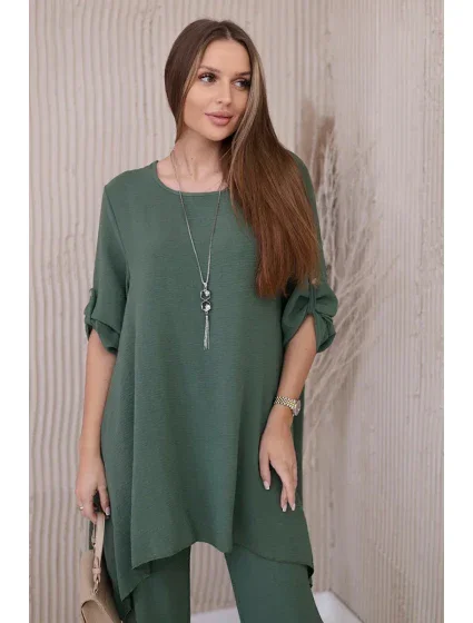 Sada halenky + kalhot s přívěskem tmavá khaki