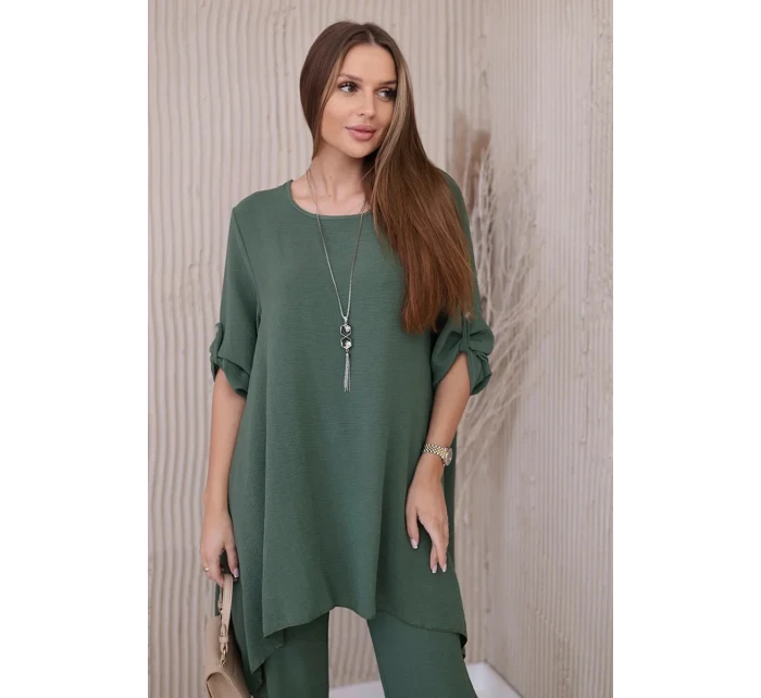 Sada halenky + kalhot s přívěskem tmavá khaki