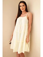 Dámské bavlněné šaty na ramínka s volánky žlutá