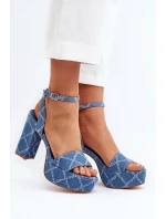 Džínové sandály na podpatku modré model 21649737 - Boto Džínové sandály na podpatku modré model 21649737 - Boto