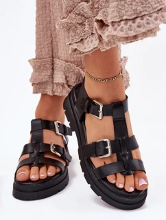 Dámské Sandály Eko Kůže S Přezkami Černé model 21699627 - Boto