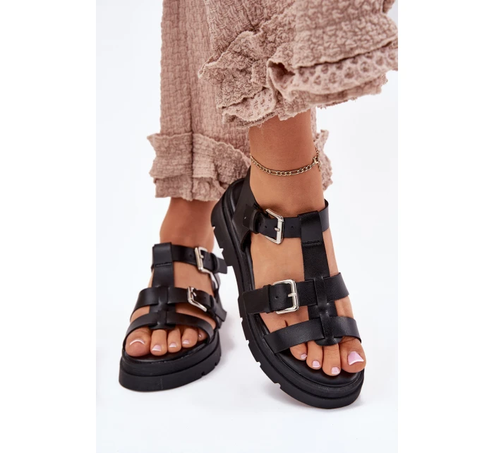 Dámské Sandály Eko Kůže S Přezkami Černé model 21699627 - Boto Dámské Sandály Eko Kůže S Přezkami Černé model 21699627 - Boto