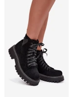 Dámské kotníkové boty Nariri s brokátovým srdcem – černé