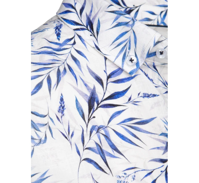 Pánská košile s listy bílá model 21989355 - Dstreet