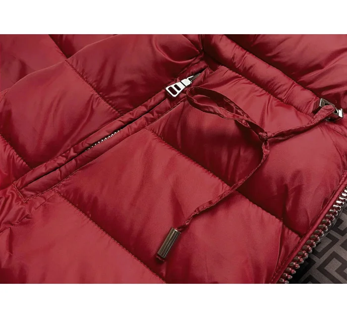 Vínovo-hnědá oboustranná dámská zimní bunda (mhm-w556) Vínovo-hnědá oboustranná dámská zimní bunda (mhm-w556)