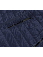 Tmavě modrá tenká dámská bunda s látkovými vsadkami (RQW-7013)