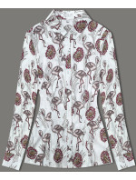 Košile v ecru barvě s dlouhými rukávy a se vzorem plameňáků (AWY0168)
