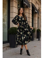 Květinové kimono šaty s kulatým výstřihem Ann Gissy černá/béžová (XY202116) Květinové kimono šaty s kulatým výstřihem Ann Gissy černá/béžová (XY202116)