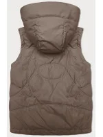 Volná béžová dámská vesta s kapucí (2655) Volná béžová dámská vesta s kapucí (2655)