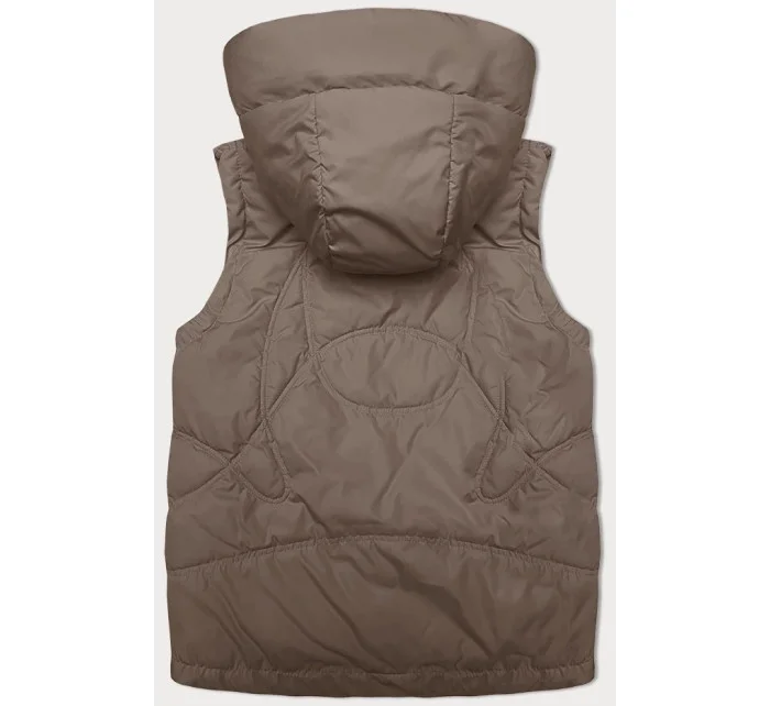 Volná béžová dámská vesta s kapucí (2655) Volná béžová dámská vesta s kapucí (2655)