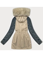 modrá dámská bunda parka s rukávy model 21248845 - WAY MODE modrá dámská bunda parka s rukávy model 21248845 - WAY MODE