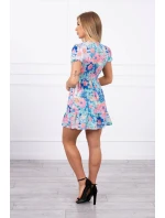 Květinové šaty s véčkovým výstřihem mint