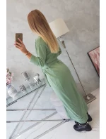 Svetr dlouhý svetr model 18748009 v pase tmavě mátový - K-Fashion Svetr dlouhý svetr model 18748009 v pase tmavě mátový - K-Fashion