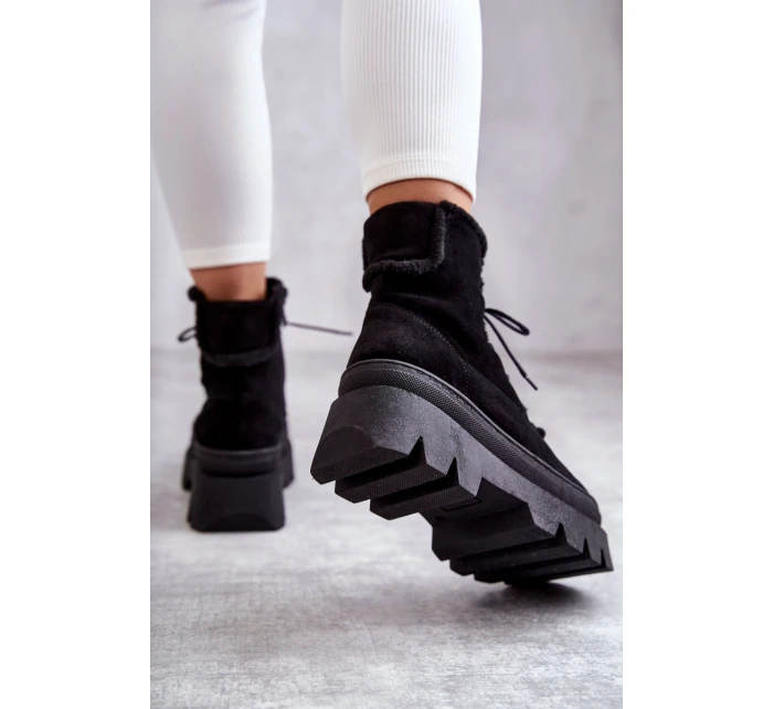 Semišové teplé šněrovací boty Černe model 21598766 - Boto