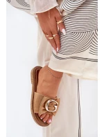 Ploché Dámské Sandály S Ozdobným Detalem Camel model 21689992 - Boto Ploché Dámské Sandály S Ozdobným Detalem Camel model 21689992 - Boto