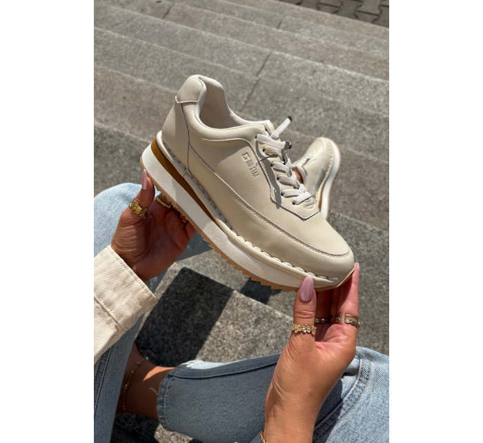 Kožené Dámské Tenisky Na Platformě Big Star RR274A334 Béžové Kožené Dámské Tenisky Na Platformě Big Star RR274A334 Béžové