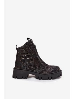 Kožené dámské kotníčkové boty s ozdobou zateplené model 21712082 - Artiker