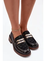 Kožené lakované dámské mokasiny s odlišným detailem D&A MR52-173 Černé