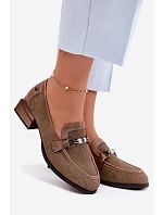 Dámské semišové boty na podpatku s ozdobným detailem Hnědé Meliva