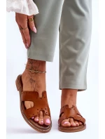 Dámské sandály s ozdobnými výřezy Hnědá Emily