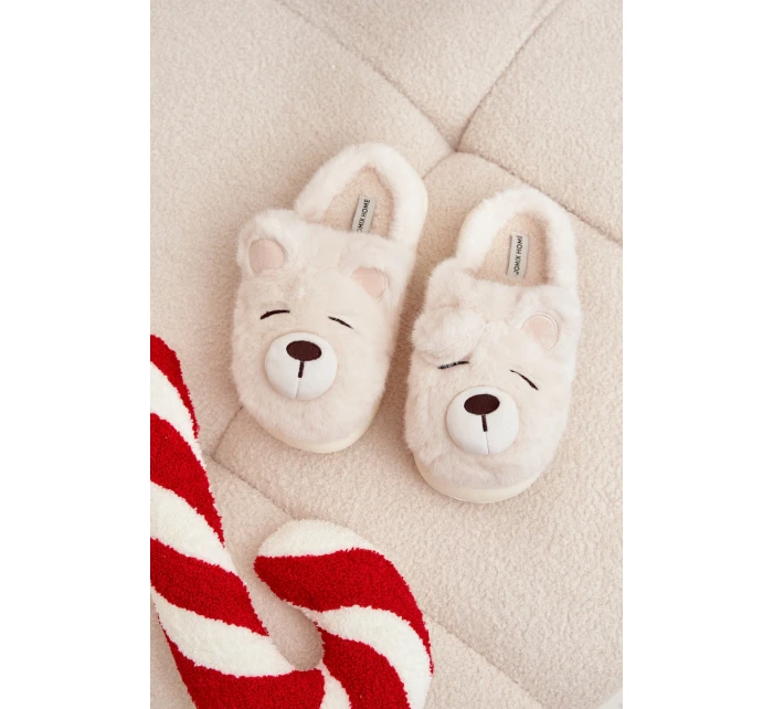 Dámské chlupaté papuče s motivem medvídka – bílé Galine Dámské chlupaté papuče s motivem medvídka – bílé Galine