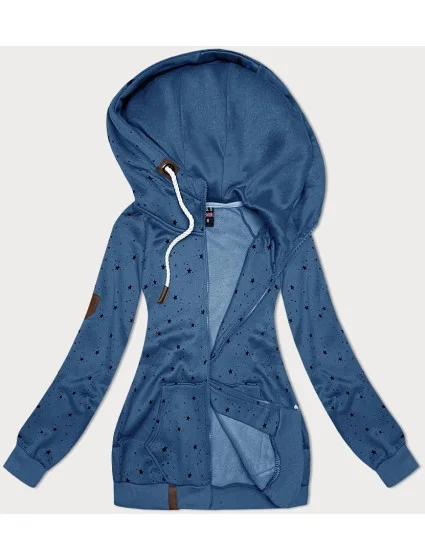 Světle modrá dámská mikina s kapucí a se vzorem model 19686423 - 6&8 Fashion